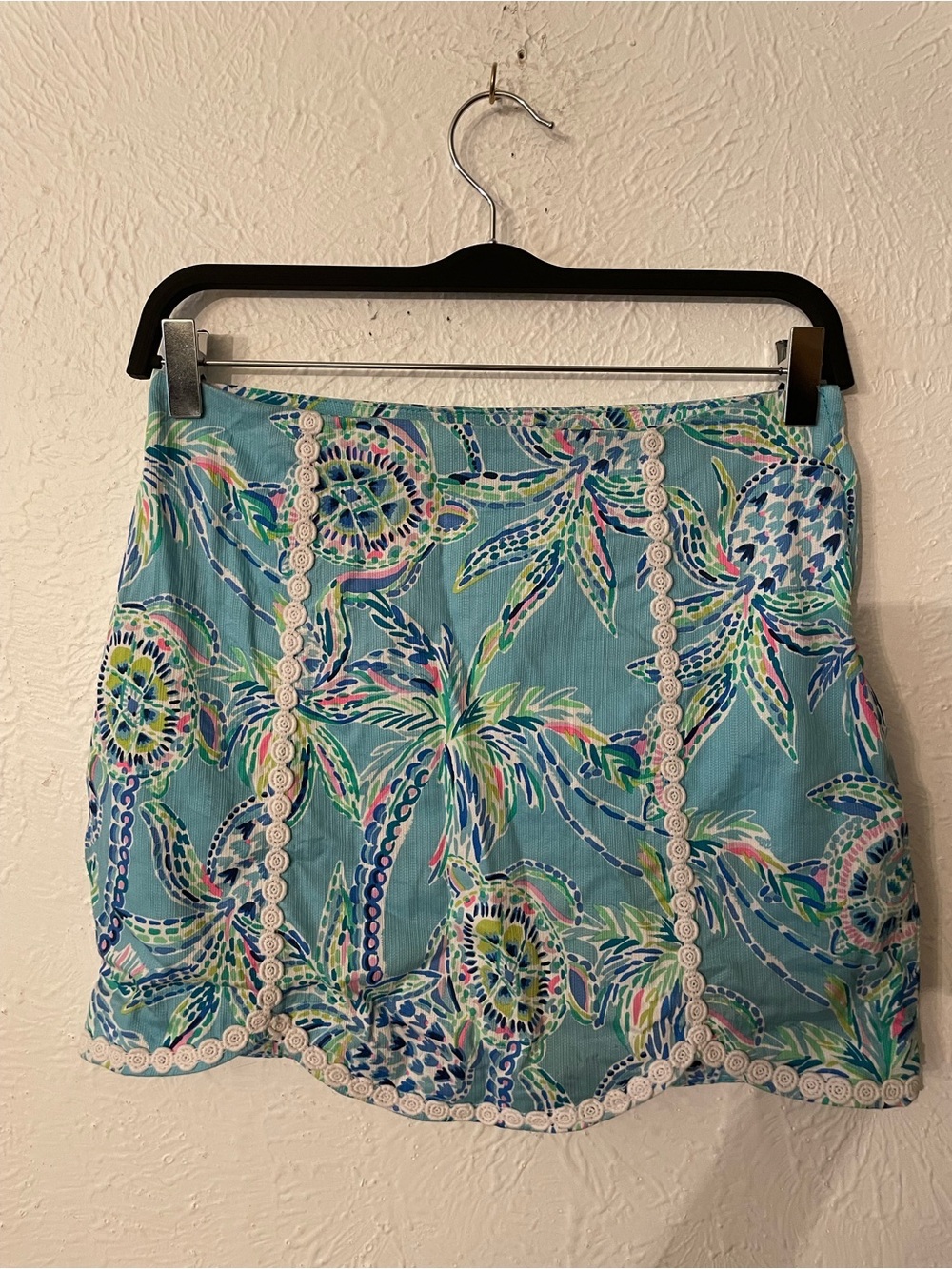 Lilly Pulitzer Patty Skorts Floral Printed Skirt Bermuda Blue Turtle Size 00